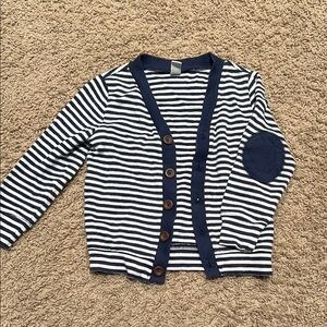 Old Navy Blue and White Striped Sweater with V-Neck